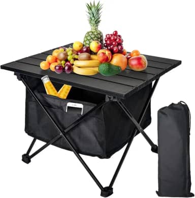 Mesa de Camping Dobrável - Mesa Portátil Ultraleve (0.8kg) com Bolsa de Transporte, Design Compacto 41x35x30cm para Piquenique, Praia, Acampamento - Ideal para Famílias e Aventureiros