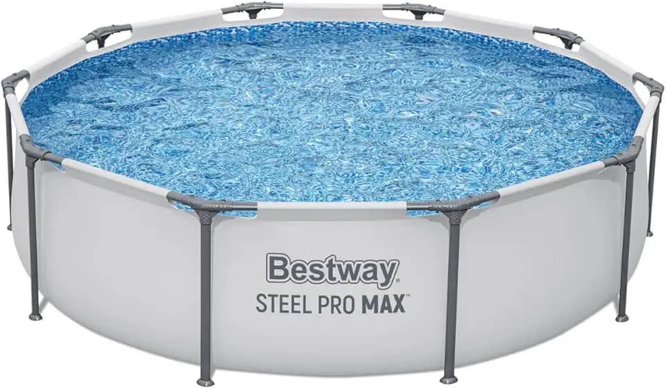 Bestway Steel Pro MAX, Piscina Estruturada Redonda, 3,05m x 76cm, 4.678L, Azul (Branco)