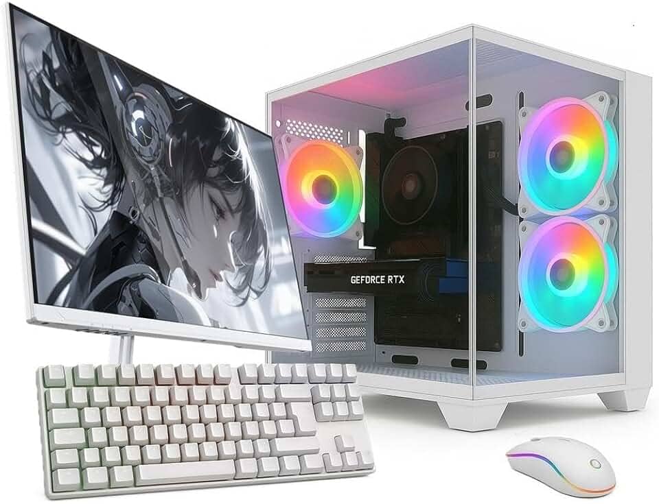 PC Gamer Completo Skill Apex Series, AMD Ryzen 5 5500, Radeon RX 580 8GB, 16GB DDR4, SSD 512GB M.2, Monitor LED 24" 180Hz, Branco SAS008