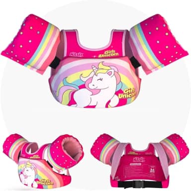 Boia Infantil Ajustável com Colete Salva Vidas Unicórnio Nash