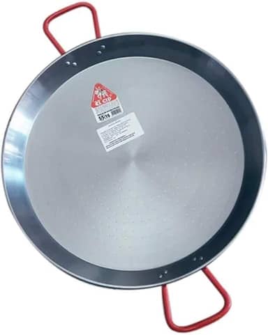 La Ideal forma de paella de aço polido, prata/vermelha, 22 cm