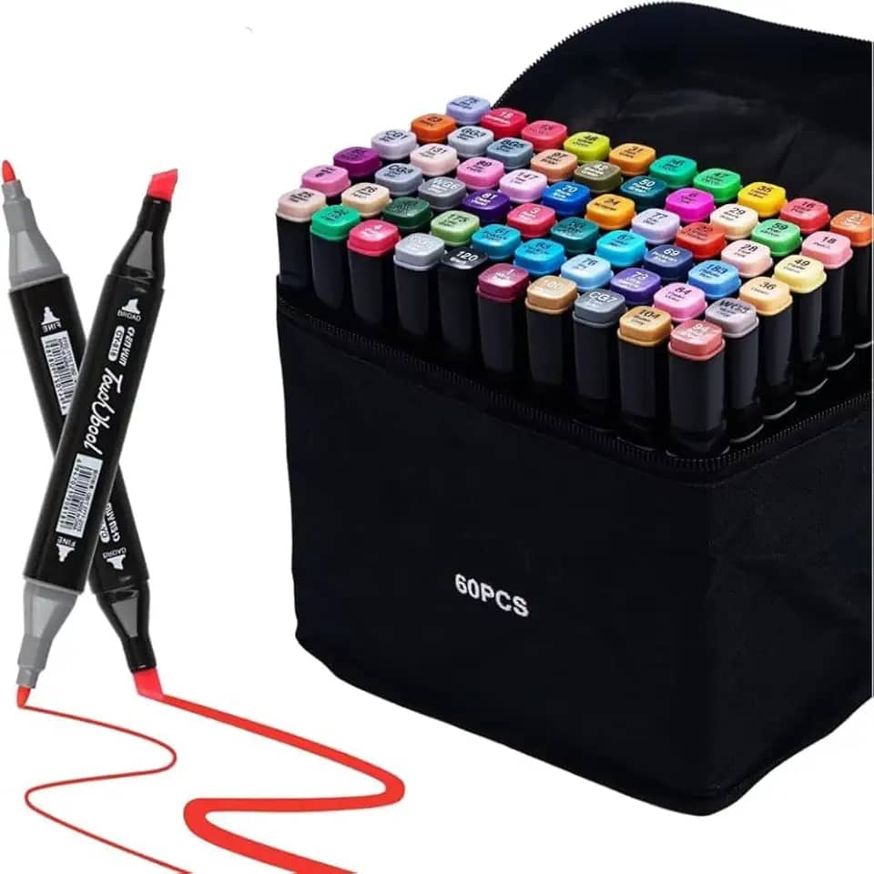 Canetas Coloridas Canetinhas Marcador TOUCH Kit Profissional Premium Desenho Conjunto 24,36,48,60,80,120 Cores Canetinha Colorida Ponta Dupla Permanente Colorir Escolar Artistico Duas Pontas (60)