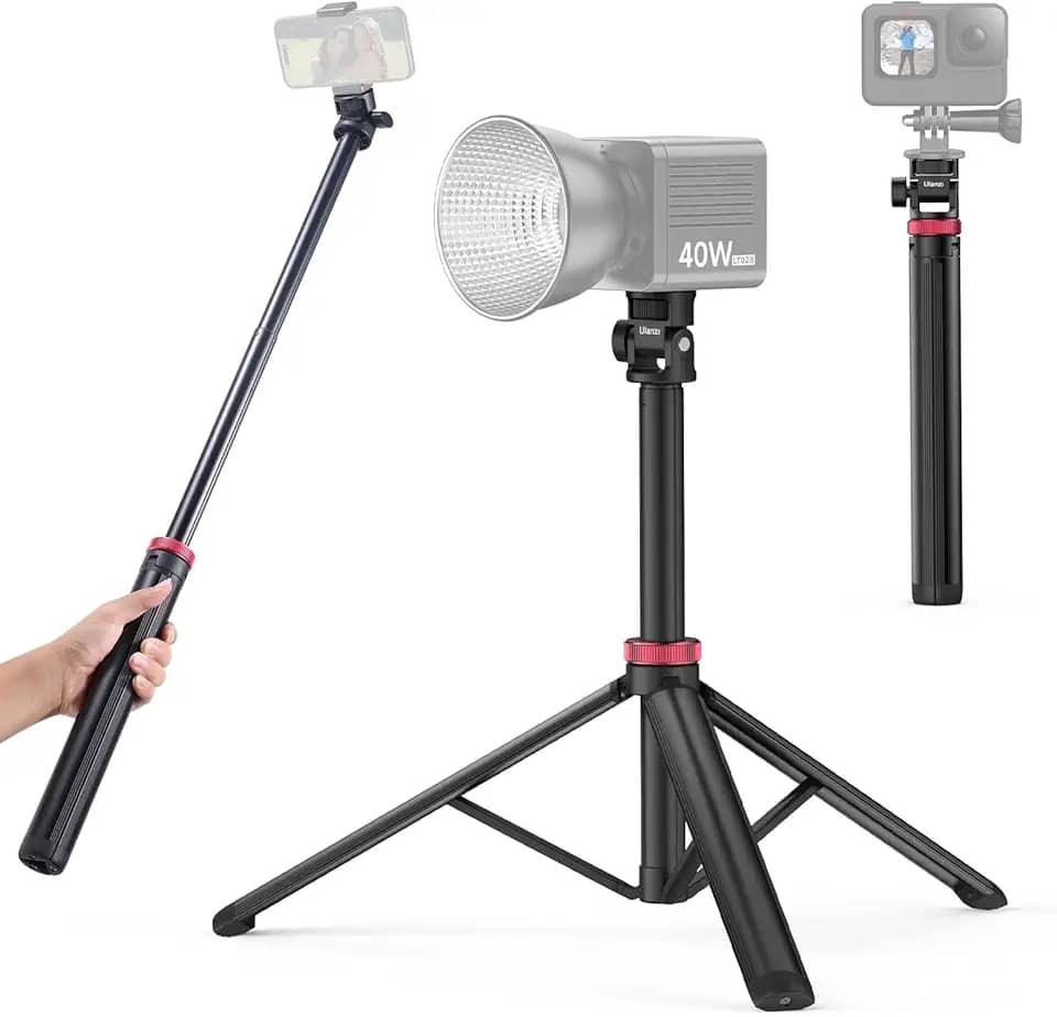 ULANZI MT-79 Tripé Extensível em Alumínio, 206cm com Cabeça Esférica 360° e Rosca 1/4" para Câmera/Luz/Vídeo/Celular, Suporte Portátil para Viagem