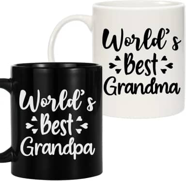 Breezy Valley Canecas para avós e avós, presentes de Natal de netos e netos - melhores presentes de vovó do mundo, presente de Natal para avós, conjunto de canecas de café