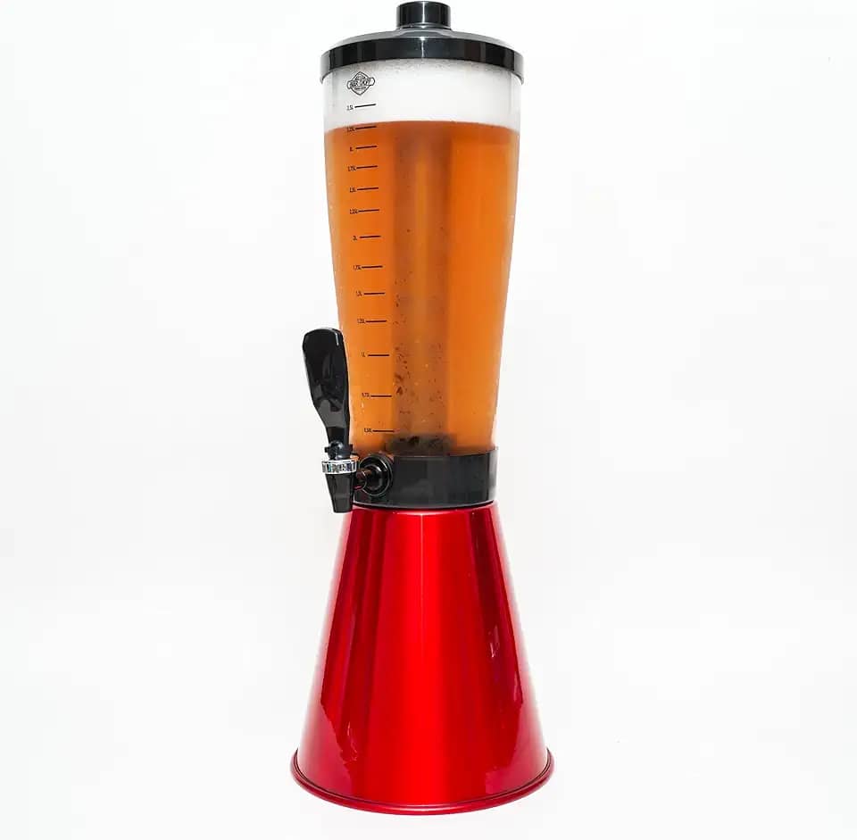 Torre De Chopp Cervejeira 3,5 L Copo Acrílico 2 Refil Vermelha