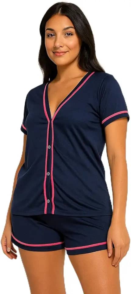 Pijama Curto Manguinha Blogueira Botão Aberto Adulto Amamentação americano verão meia estação fresquinho