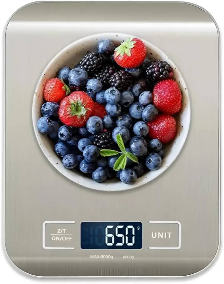 Balança de Cozinha de Inox, Visor Digital, Alimentos, Temperos, Remédios, Joias, Em Inox e Não Enferruja, Acompanha Pilhas e Manual, Pronta Para Uso, Ideal Para Dietas, Cozinhas e Restaurantes