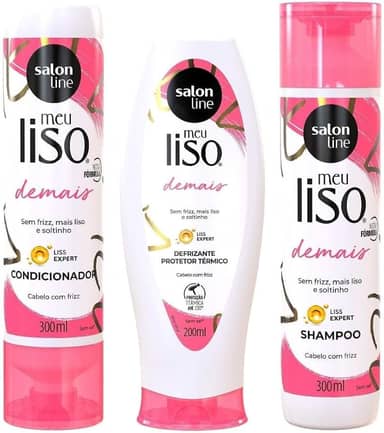 Salon Line, Kit Meu Liso Demais com Shampoo, Condicionador e Defrizante, Não Veganos - Para Lisos Naturais, Alisados ou Relaxados, 200ml e 300ml