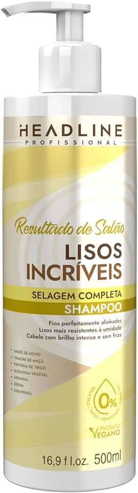 Shampoo Lisos Incríveis - Sela e Alinha os Fios - HEADLINE Resultado de Salão - 500ml
