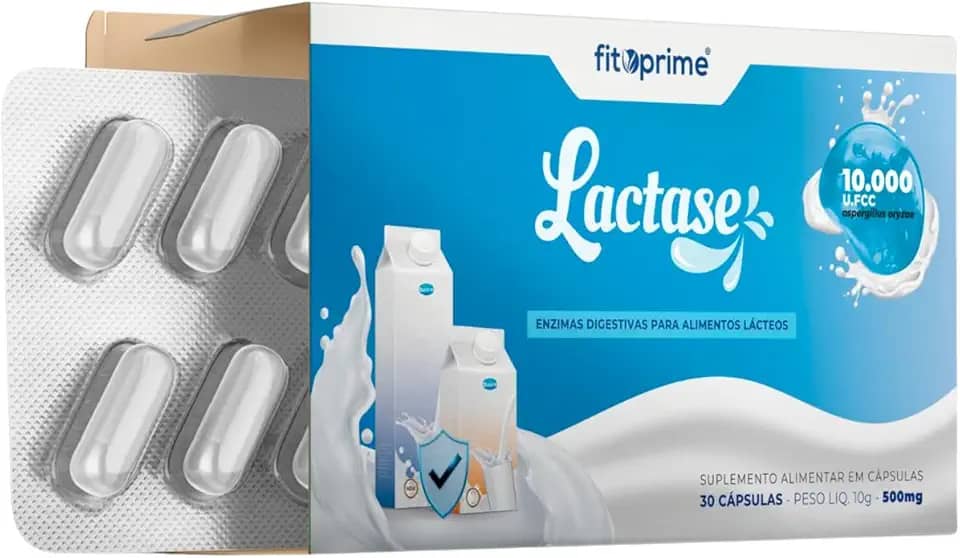 Lactase Enzima Digestiva Para Alimentos Lácteos 10.000 UFCC 30 Cápsulas Fitoprime