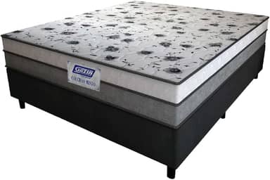 Cama Box Casal Colchão Espuma D33 Fort 138x188x59cm Cinza/Branco Gazin - Suporta até 150kg por Pessoa
