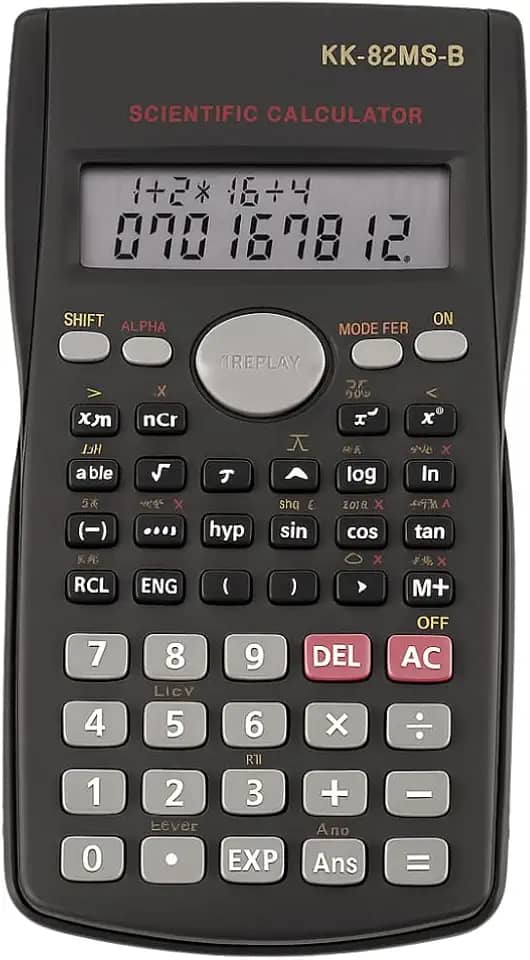 Calculadora Científica com 240 Funções e Display Duplo em LCD, 10+2 Dígitos para Cálculos Estatísticos, Financeiros, Frações com Resposta e Teclas Rápidas (Preto)
