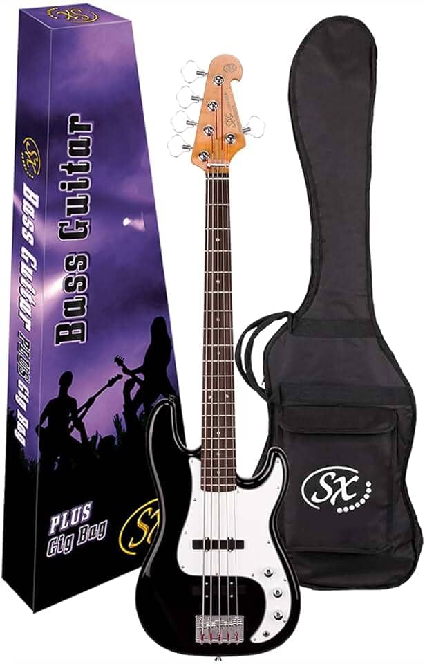 Baixo 5 Cordas Sx Spb62 Black Vintage Com Bag
