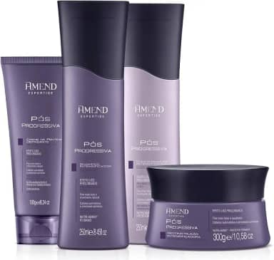 KIt Tratamento Pós Progressiva Shampoo + Condicionador + Máscara + Creme Defrizante Amend