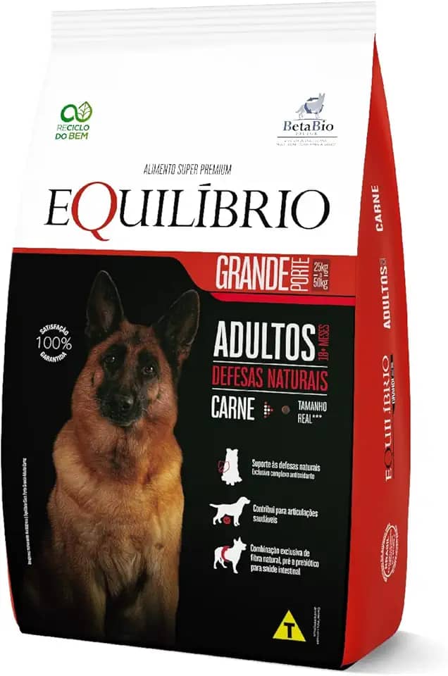 Equilíbrio Super Premium Cães Ração Cães Equilibrio Raças Grandes Adulto Carne 12Kg