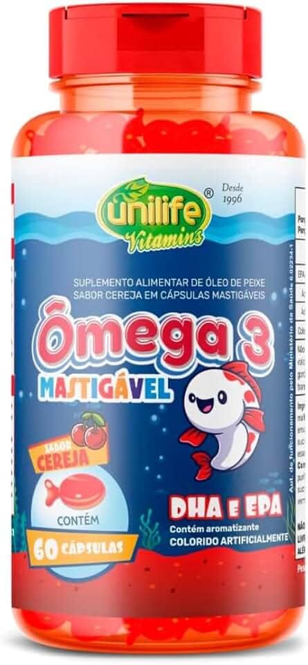 Ômega 3 Kids Mastigável Unilife Cereja 60 cápsulas