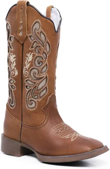 Bota Texana Country Cano Alto Couro Legítimo Premium Bico Quadrado Beauty
