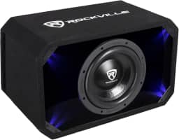 Rockville SV10K6D2 Subwoofer de carro K6 25.4 cm 2000W K6, 2-Ohm | Gabinete Plexi em caixa MDF ventilada, LED azul/branco selecionável
