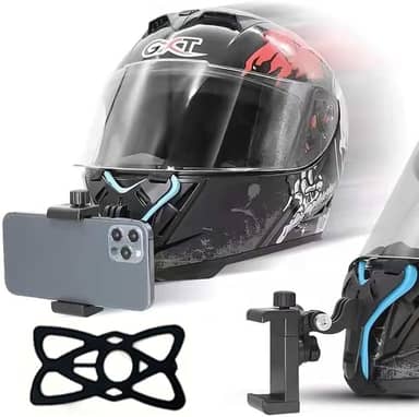 Suporte de Queixo para Capacete Compatível com GoPro, Câmeras de Ação e Smartphones (Inclui GoPro, Sjcam) (Azul)