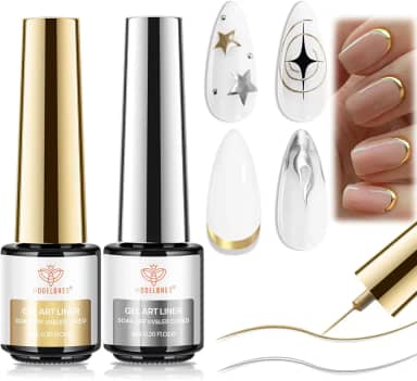 modelones Esmalte Em Gel Metálico 2 Peças, Esmalte Em Gel Dourado E Prateado, Bronze Dourado, Espelhado E Cromado, Efeito 3D, Pincel Fino Para Efeito Redemoinho, Imersão Em Led, Faça Você Mesmo, Pre