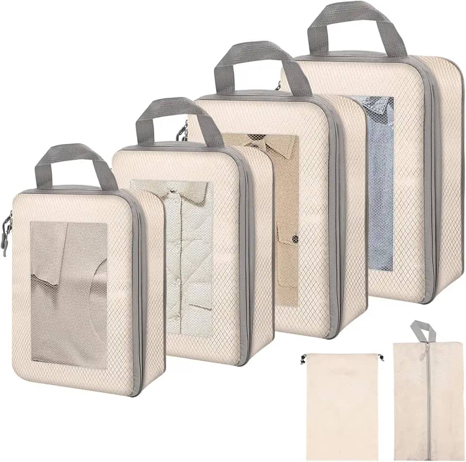 Conjunto de 6 cubos de compressão, Organizador de Mala, Organizador de Malas para Viagem, Organizador Mala, Organizadores de Mala, Kit Organizador de Mala