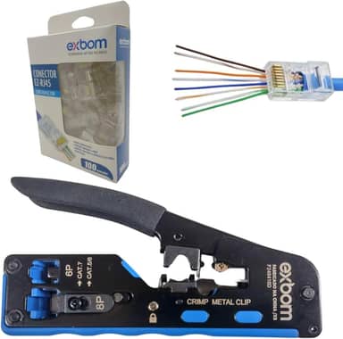 Alicate Crimpar Rj45 + 100 Conector Rj45 Vazado