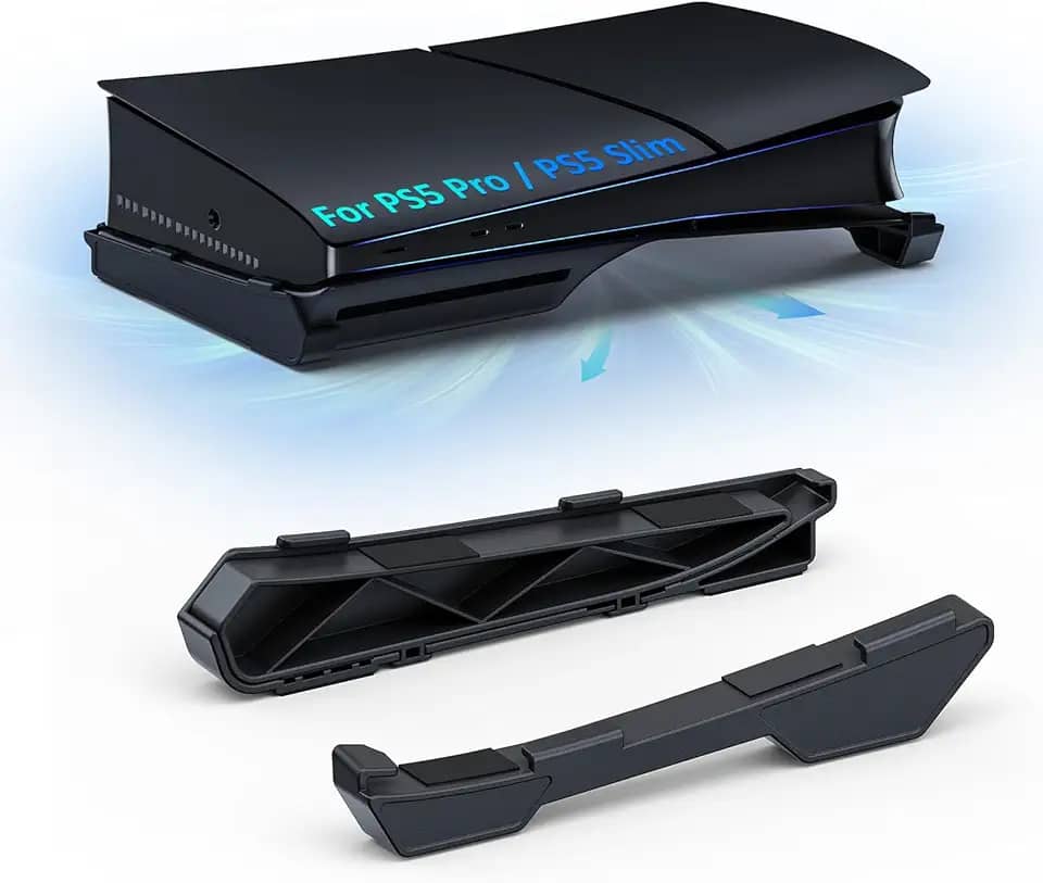 NexiGo Suporte horizontal para novo console PS5 Slim e Pro, [design minimalista], suporte de base para acessórios PS5, compatível com PlayStation 5 Slim/Pro Disc e edições digitais, preto