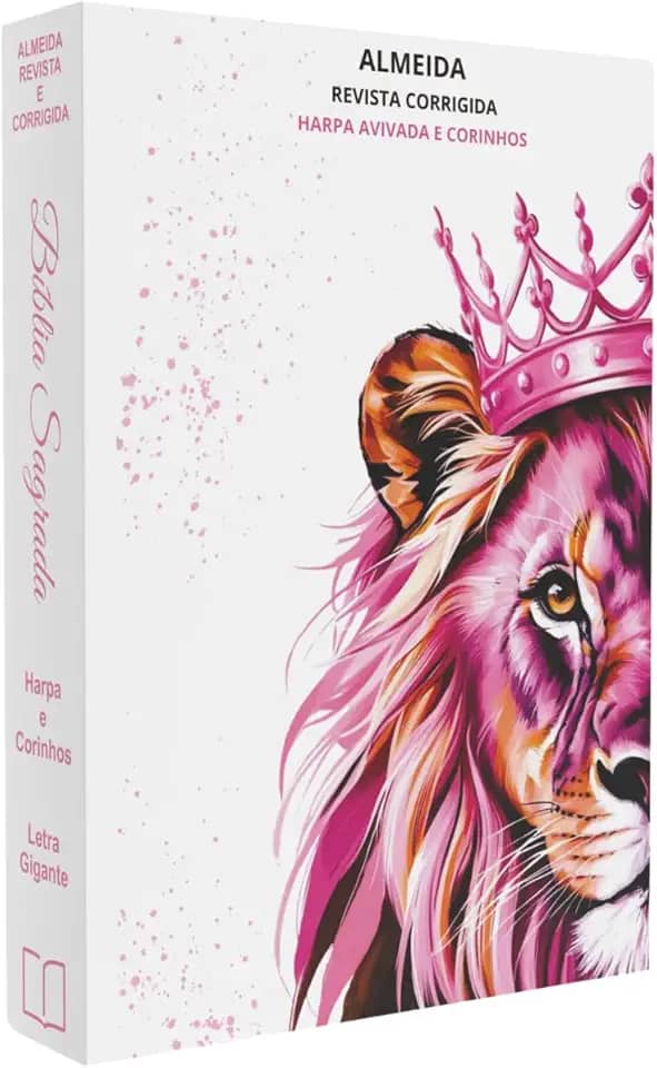 Bíblia Feminina Letra Grande | Harpa & Corinhos | Capa Brochura | RC | Leão Rosa