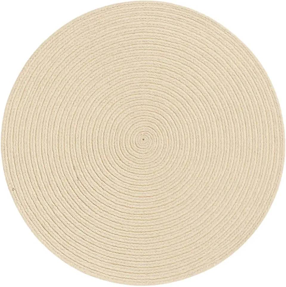 Kit 6 Jogos Americanos Redondos Decorativos | Cores Variadas | Elegância e Proteção para Mesa de Jantar (Bege, 4 peças)