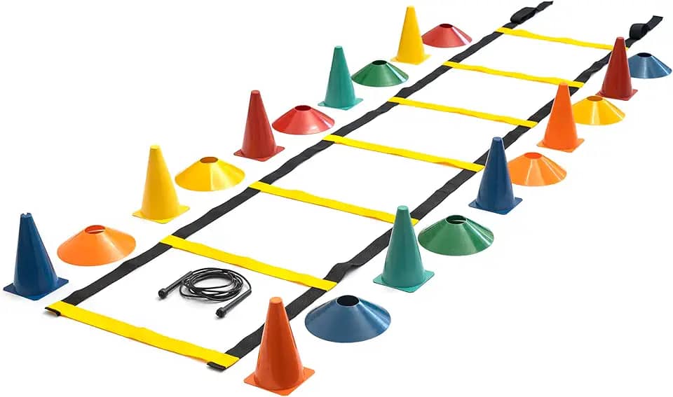 Kit Agilidade Funcional 1 Escada 10 Cones 10 Chapéus 1 Corda