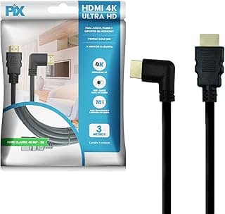 PIX Cabo HDMI 2.0 4K 19 Pinos - Plug 90 Graus, 3 Metros