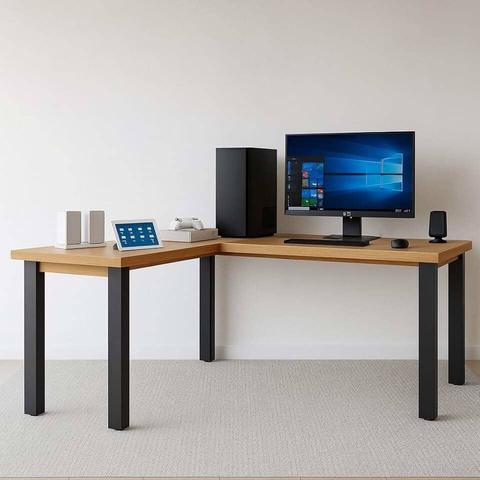 Mesa Gamer em L Industrial Estilo Vintage Funcional p, Computadores e Escritório,escrivaninha,escrivaninha para quarto(MEL)