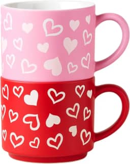 2 Canecas de Cerâmica Coração 520ml Presente Casal Namorado