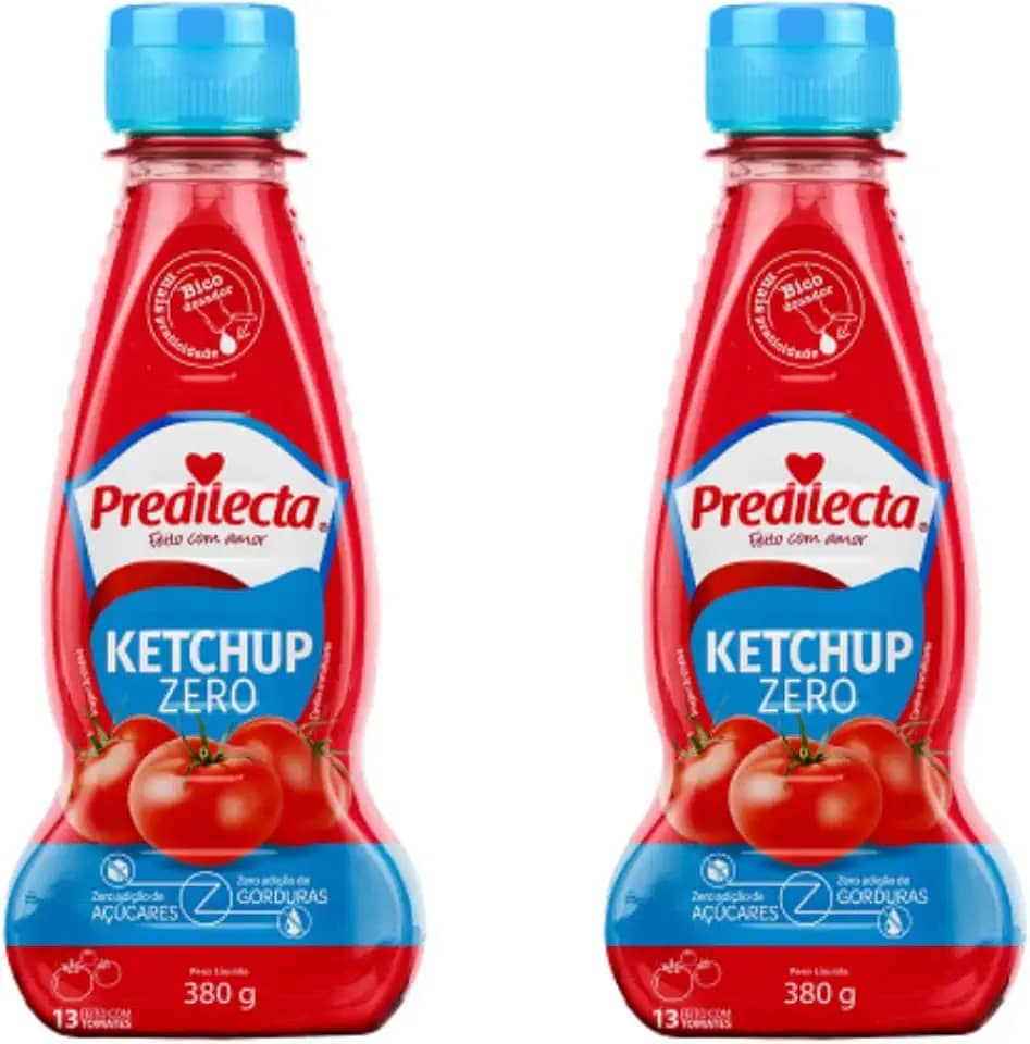 2 Unidades Ketchup Zero Bisnaga 380g Catchup Predilecta
