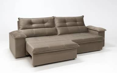 Sofá Aconchegante 3 Lugares Reclinável e Retrátil Bel Veludo LIMOV (Capuccino, 2,00m)