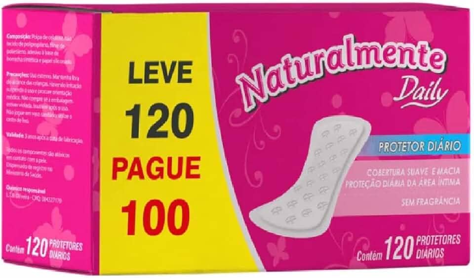 Naturalmente Absorvente Protetor Diario Leve 120 Branco 100 Unidades