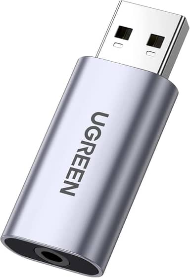 UGREEN Adaptador de Áudio USB A para Aux TRRS 2 em 1 Estéreo de Alumínio Placa de Som Externa Compatível com Dispositivos USB