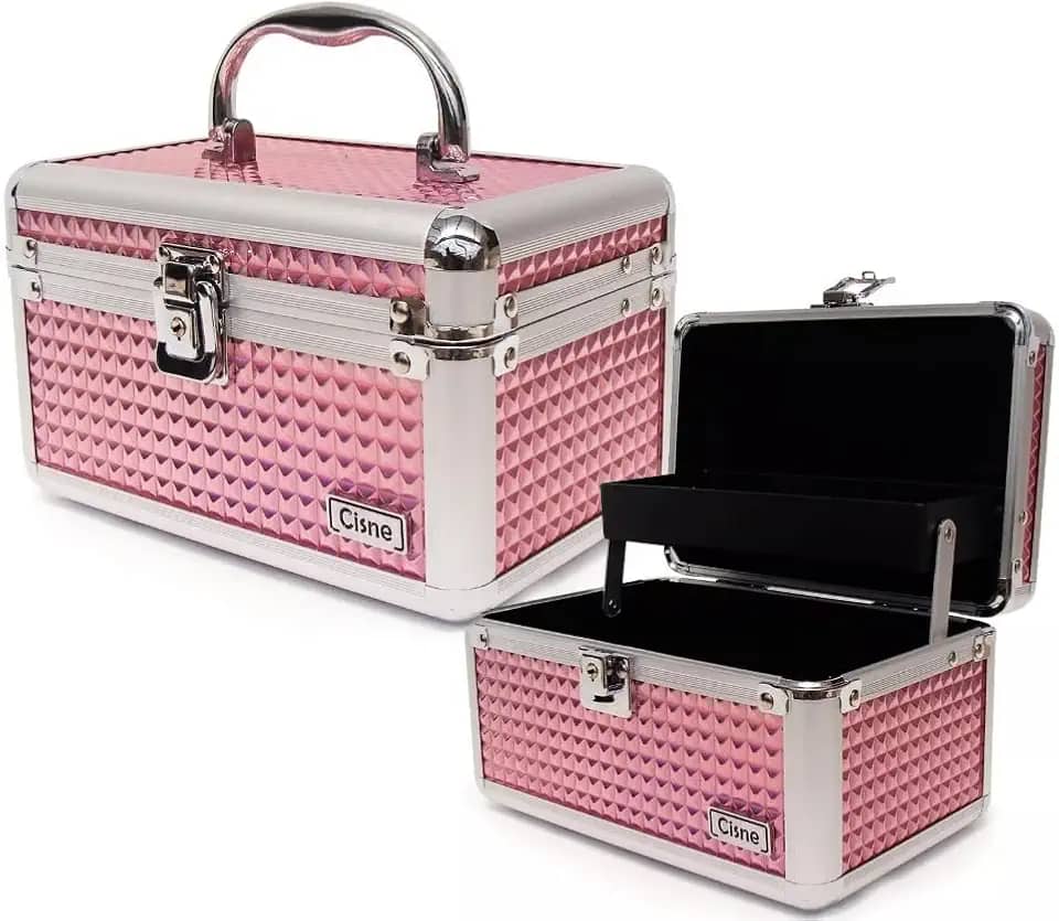 Maleta De Maquiagem Profissional Pequena Cisne Ruby's Vazia Porta Jois Acessórios (Rosa)