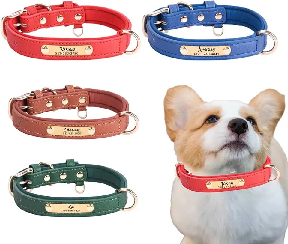 Coleira de couro personalizada para cães, coleira de couro profundamente gravada para cães PP, pequeno, médio, grande, extragrande, personalizável