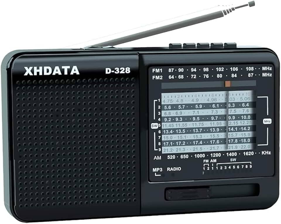 XHDATA D368 Rádio portátil de ondas curtas AM FM SW 12 bandas DSP estéreo MP3 Player Alto-falante BT sem fio com bateria recarregável, alto-falante multimídia, suporta cartão micro SD, pen drives USB