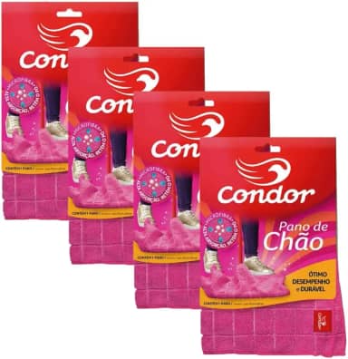 Kit 4 Panos de Chão 70x50 Grande para Limpeza Geral Pisos Janelas em Microfibra Condor 1676