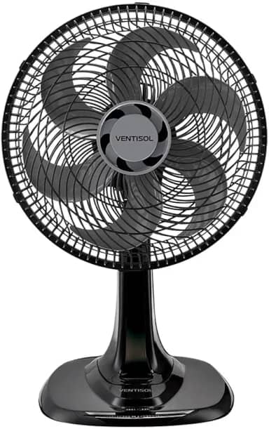 Ventisol Ventilador de Mesa Oscilante, Turbo 6 Pás Premium, Preto, 40cm, 127V