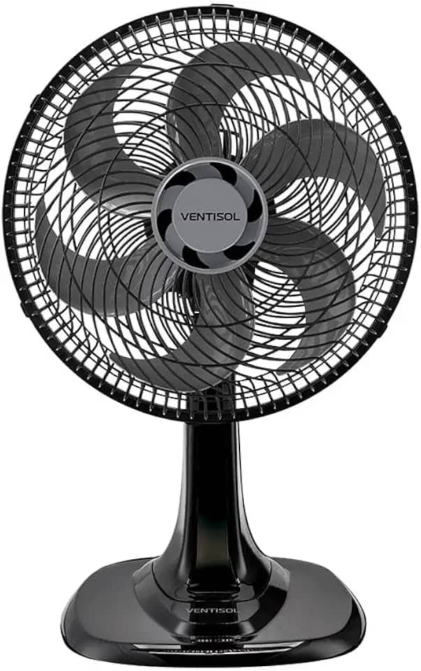 Ventisol Ventilador de Mesa Oscilante, Turbo 6 Pás Premium, Preto, 40cm, 127V