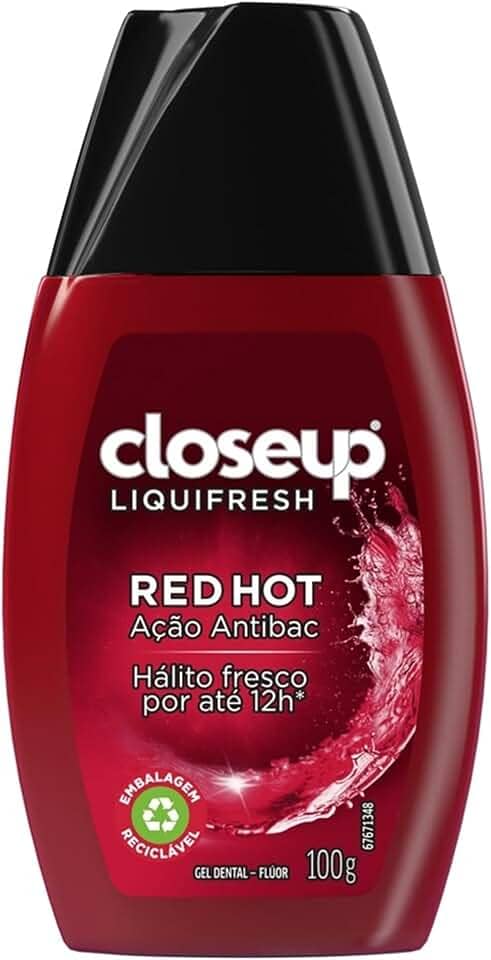 Close Up Gel Dental Com Flúor Red Hot Ação Antibac Closeup Liquifresh Frasco 100G Branco