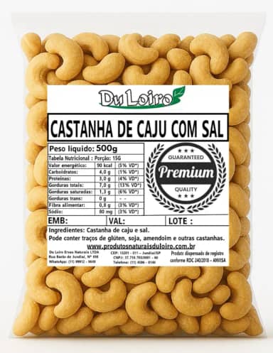 Castanha de Caju Torrada Inteira Com Sal – W1 Premium (500g)