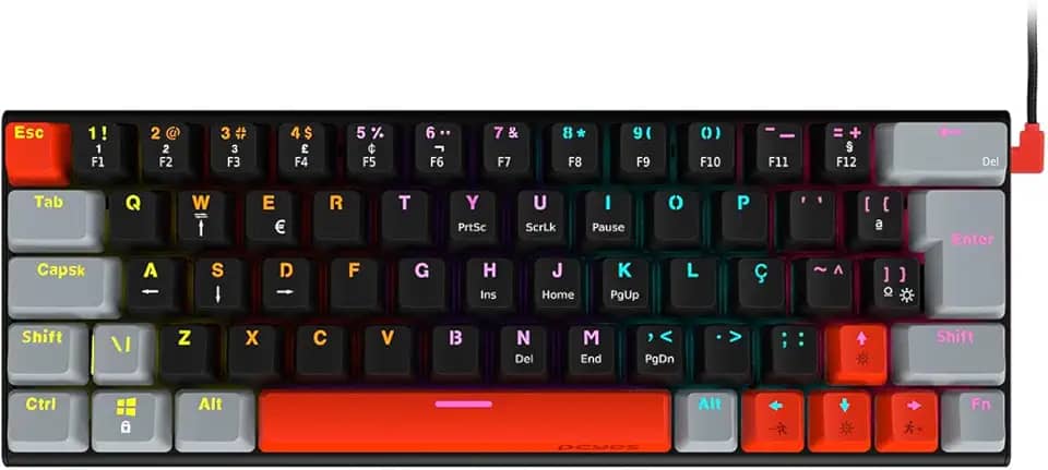 TECLADO GAMER MECANICO PCYES KUROMORI 60% - SWITCH BLUE - LED RAINBOW - PTKM60BL