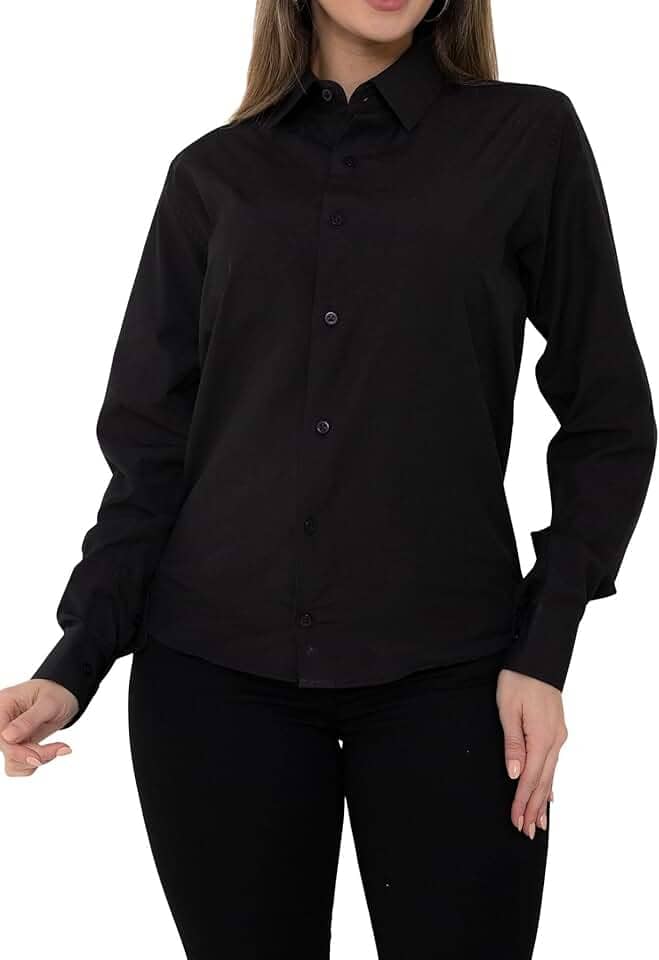 Camisa Social Feminina Lisa Manga Longa Estruturada Slim