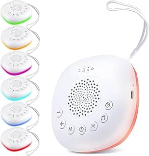 Ruído Branco para Bebês e Adultos, Máquina de Som para Dormir com 20 Sons Relaxantes, Luz Noturna LED 7 Cores