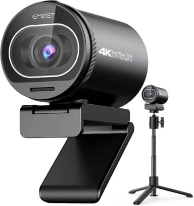EMEET Webcam 4K, webcam S600 com tripé, 2 microfones de redução de ruído, FOV ajustável de 40° a 73°, foco automático PDAF, capa de privacidade integrada, câmera de streaming para jogos, chamadas de