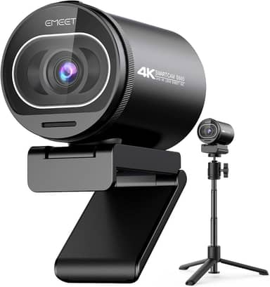 EMEET Webcam 4K, webcam S600 com tripé, 2 microfones de redução de ruído, FOV ajustável de 40° a 73°, foco automático PDAF, capa de privacidade integrada, câmera de streaming para jogos, chamadas de